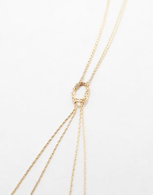 ASOS DESIGN lariat necklace with fine snake knot design in gold tone