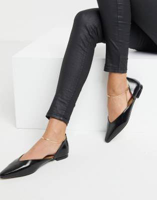 black patent flats