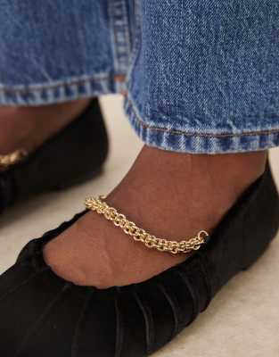 Asos Design Lark Chain Detail Mary Jane Ballet Flats In Black