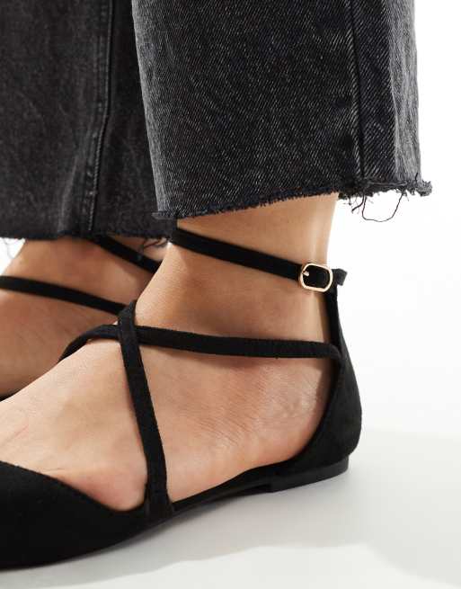 ASOS DESIGN - Lakeside - Ballerine a pantofola a pianta larga nere