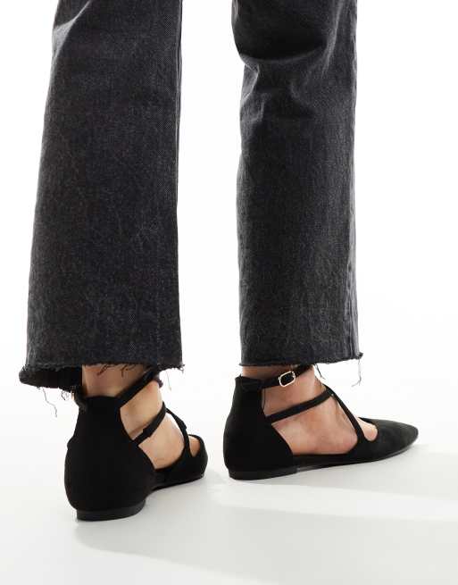 ASOS DESIGN - Lakeside - Ballerine a pantofola a pianta larga nere