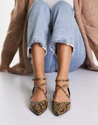snake print pointed flats