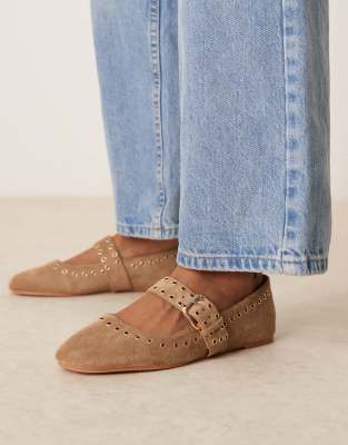 ASOS DESIGN - Larson - Babies à aillets en suédine - Taupe-Vert