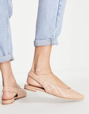 asos design lively slingback ballet flats in beige and black
