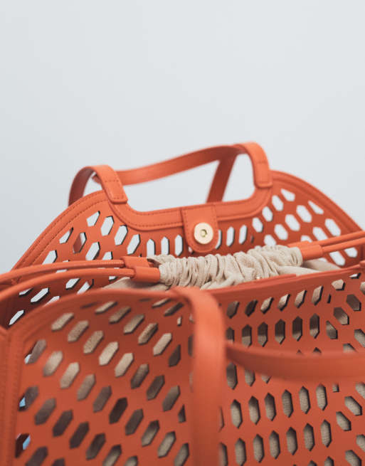 ASOS DESIGN - Lasergesneden tote tas in oranje, 3 van 7