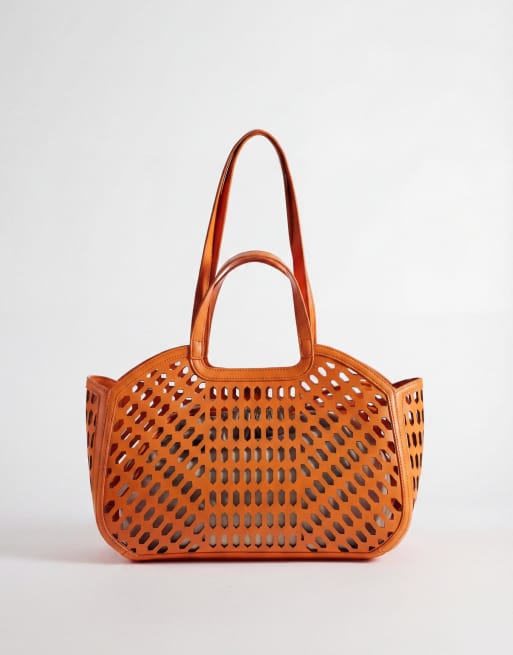 ASOS DESIGN - Lasergesneden tote tas in oranje, 5 van 7