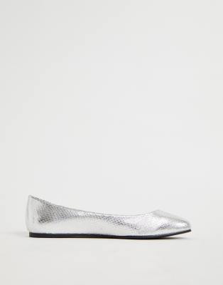 silver ballet flats