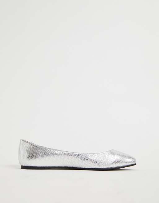 asos silver flats