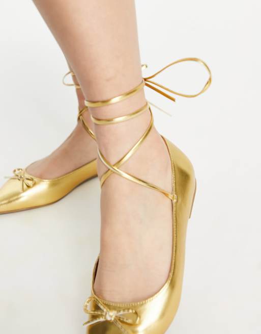 Asos store gold flats