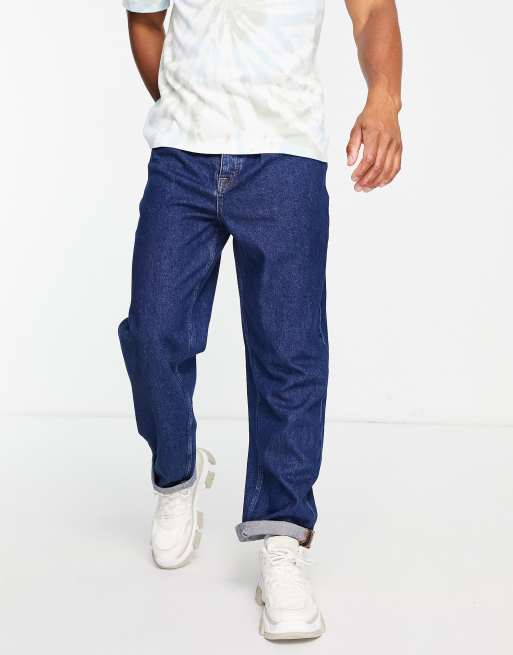 ASOS DESIGN – Lässig geschnittene Jeans in dunkelblauer Waschung