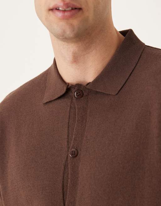 ASOS DESIGN – Lässig geschnittenes Hemd in Braun mit durchgehender Knopfleiste, 5 von 5