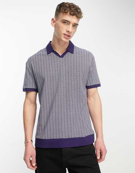 ASOS DESIGN – Lässig geschnittenes Polohemd mit Struktur und geometrischem Muster 