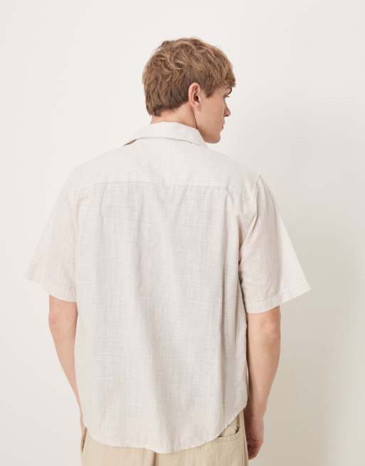 ASOS DESIGN – Lässig und kastig geschnittenes Hemd im Leinenlook in Beige, 3 von 4