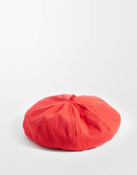 ASOS DESIGN lässige Baumwoll-Baskenmütze in Rot - view 1