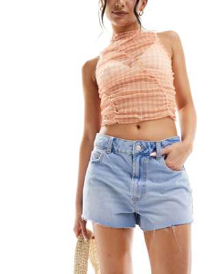 ASOS DESIGN - Lässige Denim-Shorts in Bromo-Waschung-Blau