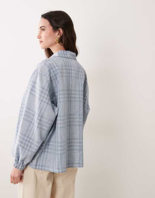 ASOS DESIGN lässige Harrington-Jacke mit blauem Karomuster, 4 von 4
