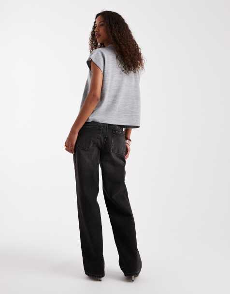 ASOS DESIGN – Lässige Jeans in verwaschenem Schwarz mit niedrigem Bund - view 1