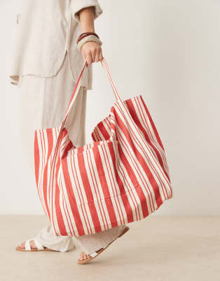 ASOS DESIGN - Lässige Tragetasche in Rot mit Streifen und schlauchförmigen Details
