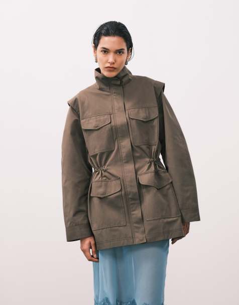 ASOS DESIGN – Lässige Utility-Jacke in Taupe mit vier Taschen - view 1