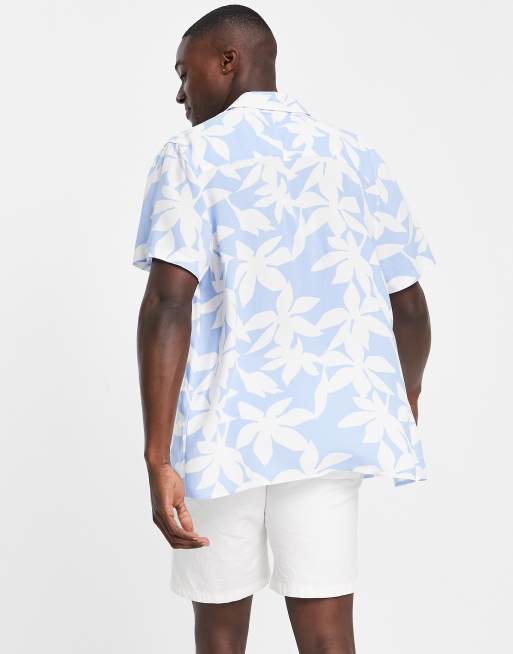 ASOS DESIGN – Lässiges Hemd mit großem Blumenmuster in Blau, 2 von 4
