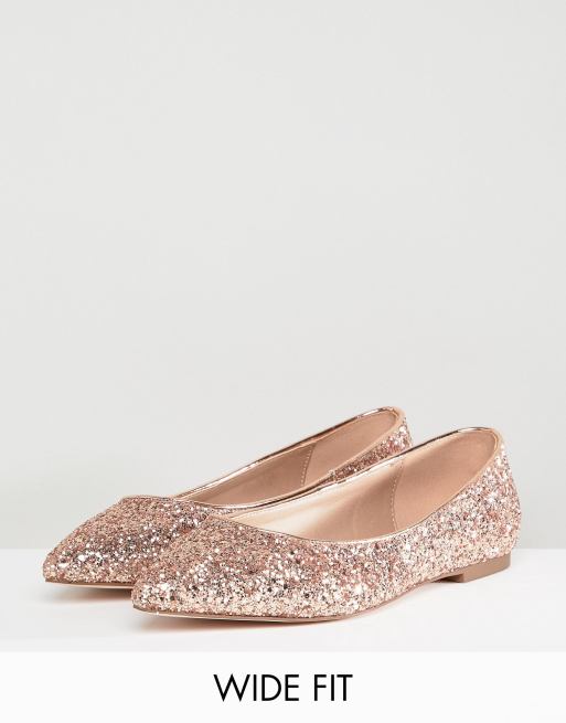 ASOS DESIGN Latch Extra Wide Fit Pointed Ballet Flats | ASOS