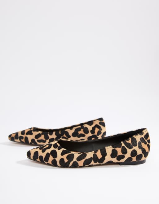 ASOS DESIGN Latch pointed ballet flats in leopard print