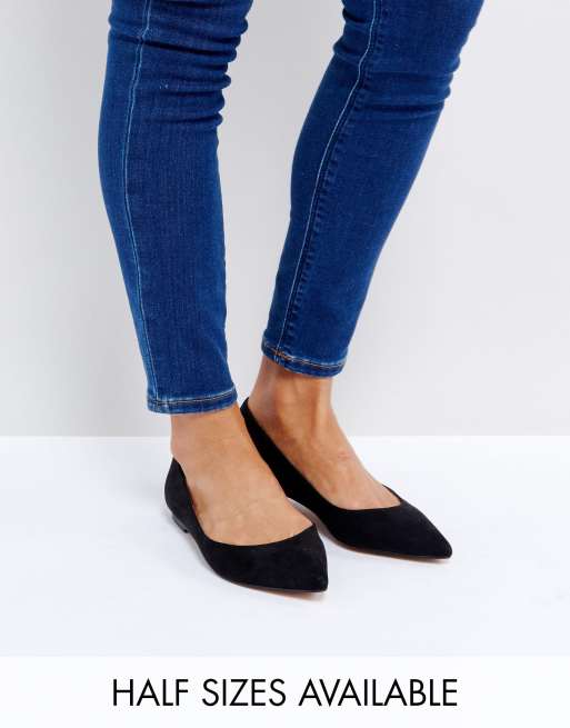 Black pointed cheap flats