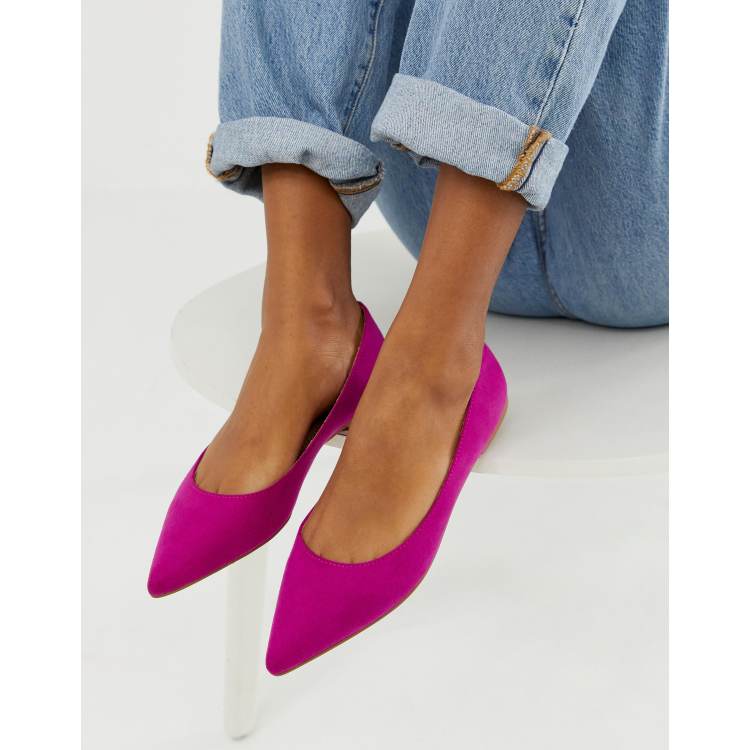 ASOS DESIGN Latch pointed ballet flats in fuchsia