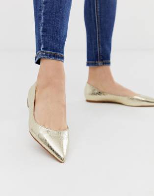 asos gold flats