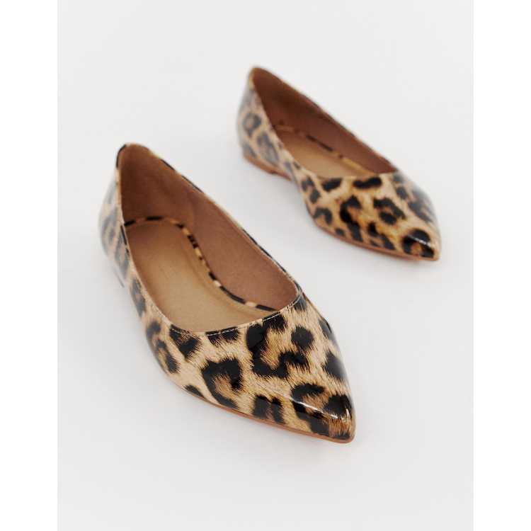 ASOS DESIGN Latch pointed ballet flats in leopard print