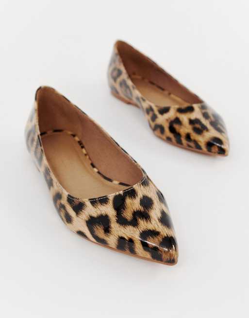 ASOS DESIGN Latch pointed ballet flats in leopard print | ASOS