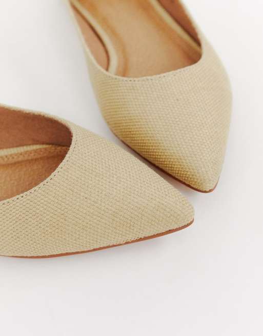 ASOS DESIGN Latch pointed ballet flats in natural ASOS