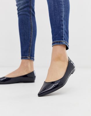 navy patent flat shoes