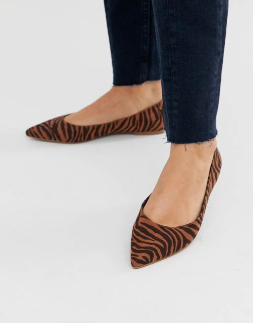 ASOS DESIGN Latch pointed ballet flats in leopard print