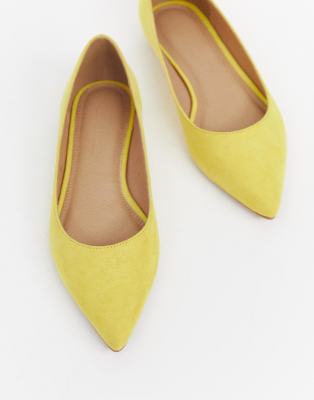 pointed toe yellow flats