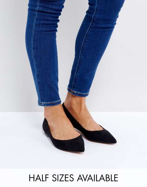 ASOS DESIGN – Latch – Spitze Ballerinas in Schwarz