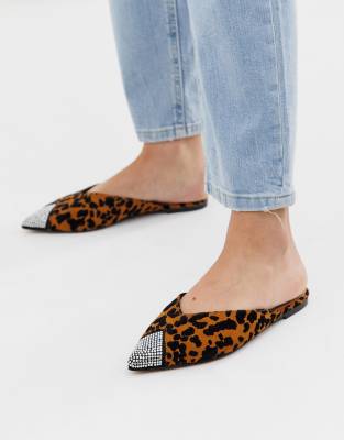 leopard pointed mules