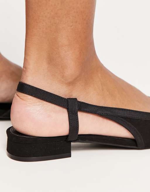 ASOS DESIGN Latte round toe sling back ballet flats in black