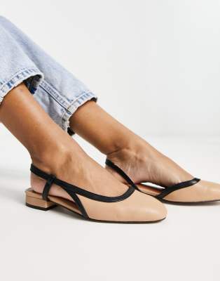 ASOS DESIGN - Latte - Slingback-Ballerinas in Beige mit runder Zehenkappe-Neutral