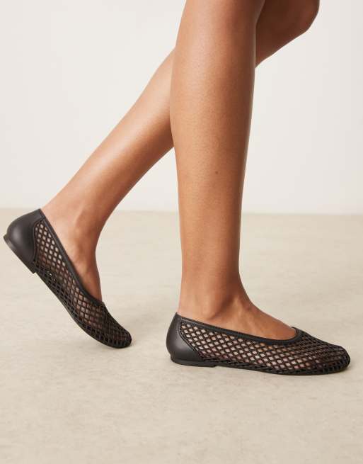ASOS DESIGN Lattitude jelly weave ballets in black