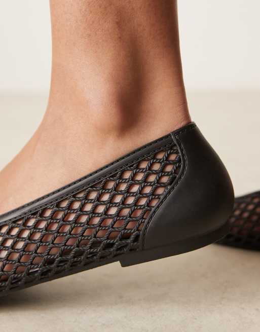 ASOS DESIGN Lattitude jelly weave ballets in black