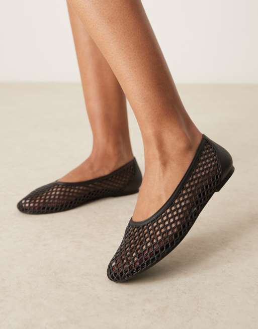 ASOS DESIGN Lattitude jelly weave ballets in black