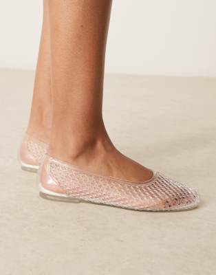 ASOS DESIGN ASOS DESIGN Lattitude jelly weave ballets in clear