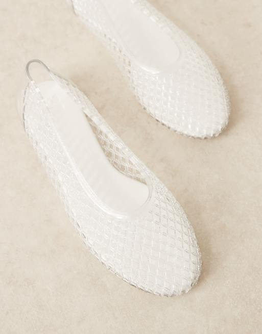 ASOS DESIGN Lattitude jelly weave ballets in clear