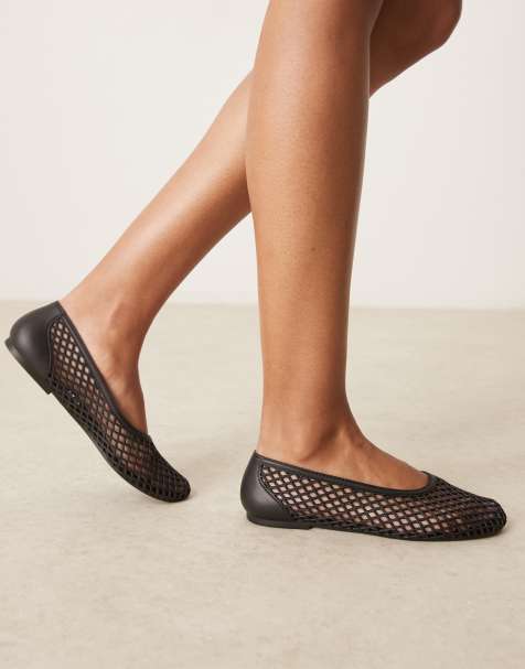 ASOS DESIGN – Lattitude – Svarta, vävda ballerinaskor i plast - view 1