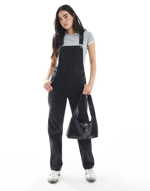 ASOS DESIGN – Latzhose aus Jeansstoff in verwaschenem Schwarz, 2 von 4