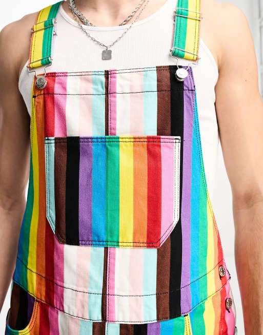 ASOS DESIGN – Latzhose mit Print in Regenbogenfarben, 3 von 4