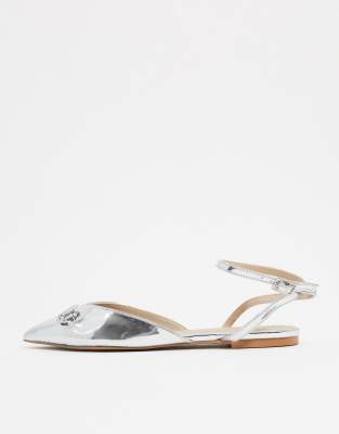 silver pointed toe flats