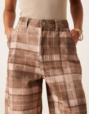 Asos Design Laundered Barrel Leg Pants In Multi