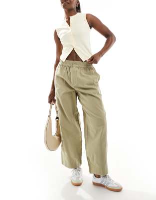 Asos Design Laundered Barrel Leg Pull On Pants